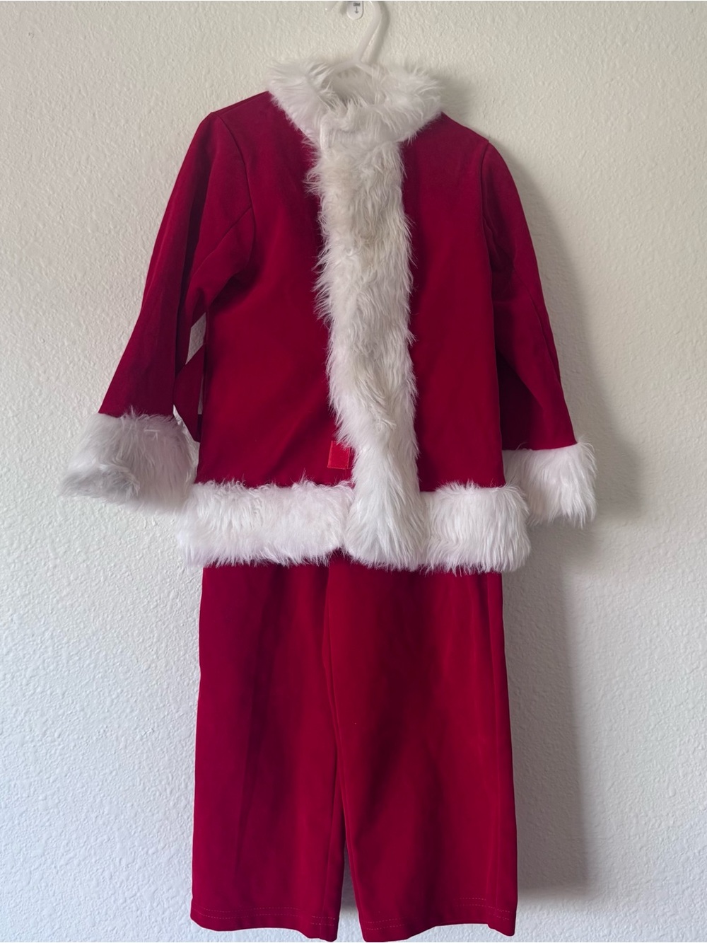 Classic Red Kids Santa Costume with White Faux Fur Trim